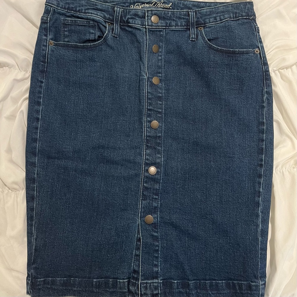 Universal Thread Denim Pencil Skirt with Buttons